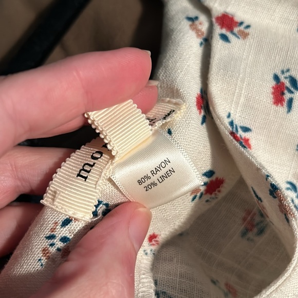 👗NWT Monteau Linen/Rayon Floral Dress Tie Waist Button Shabby Chic Cottage - Picture 12 of 16